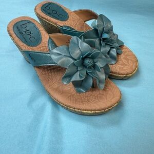 b.o.c. Women's Teal Floral Wedges